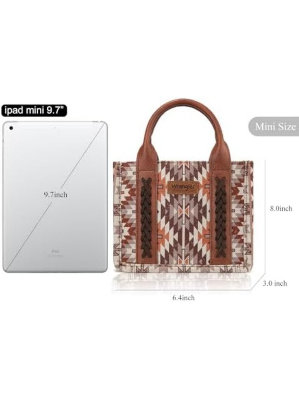 Stylish Mini Tote Bag for Women | Western Crossbody Purse | Aztec Design Handbag - Picture 5 of 6